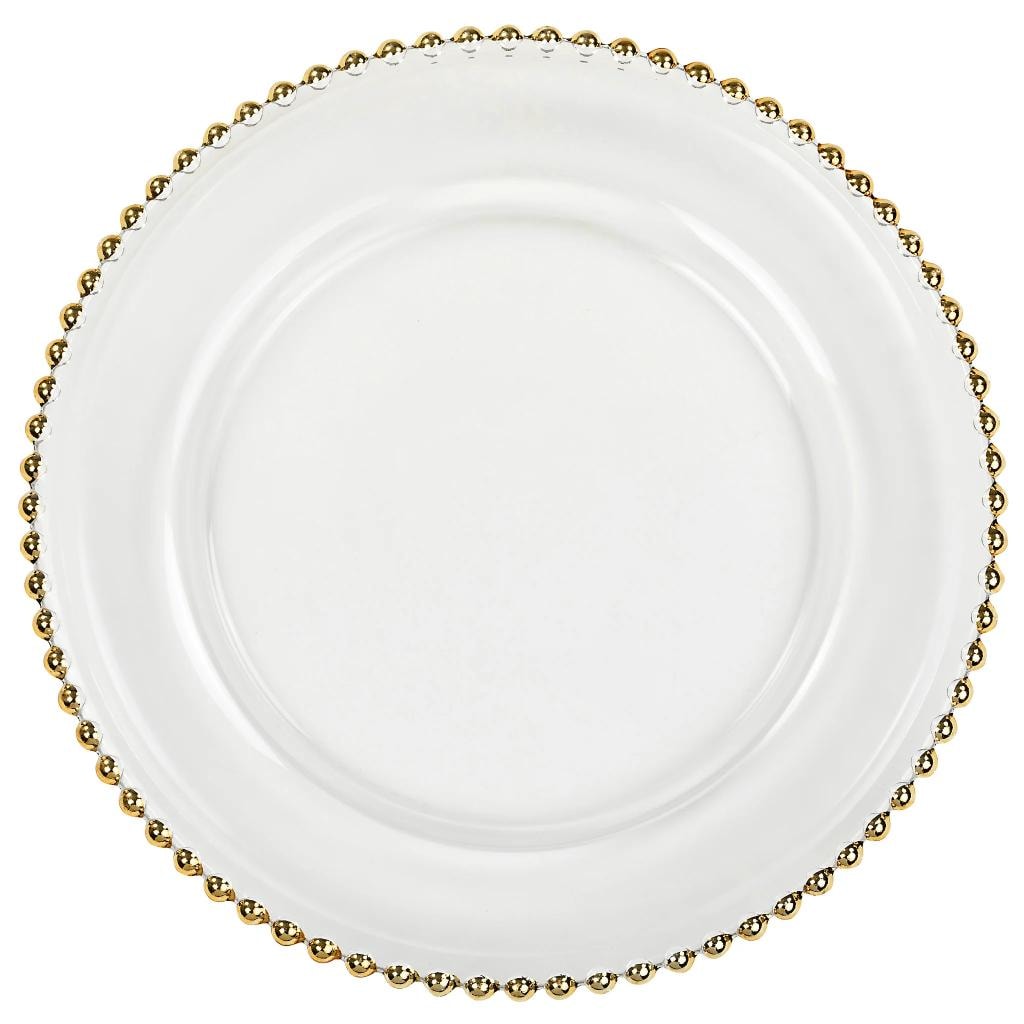 Beaded Glass Charger Plate 12.5" — Gold