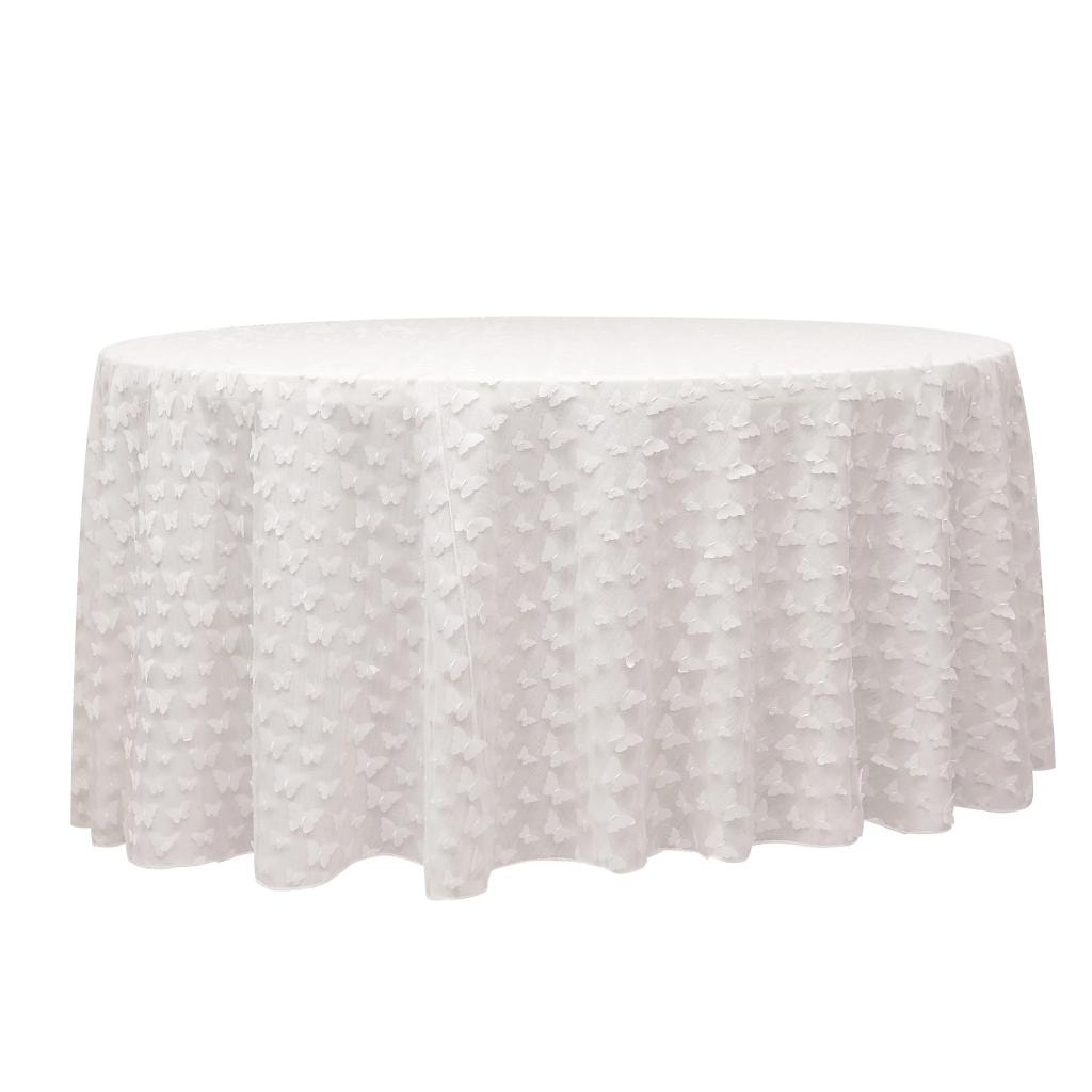 Polyester Round Butterfly Tablecloth — White