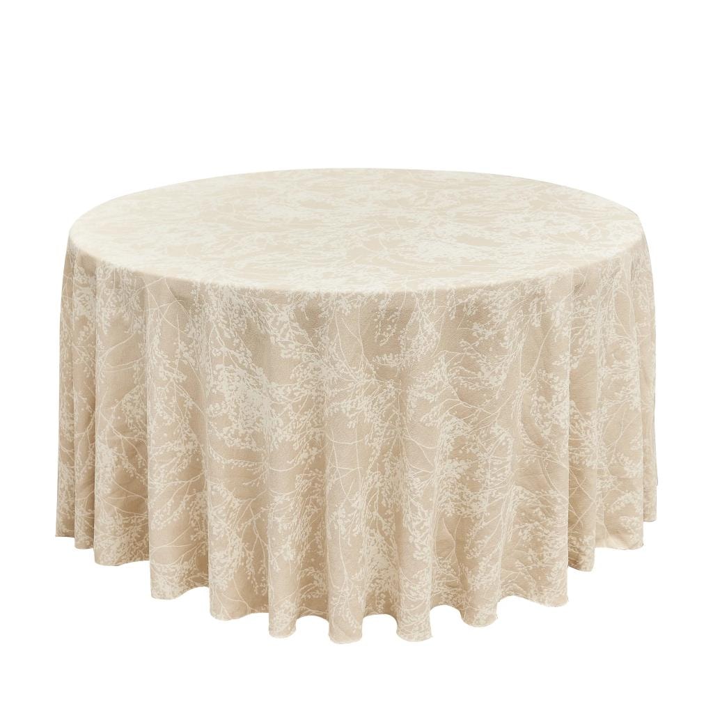 Reversible Leaf Round Tablecloth — Champagne & White