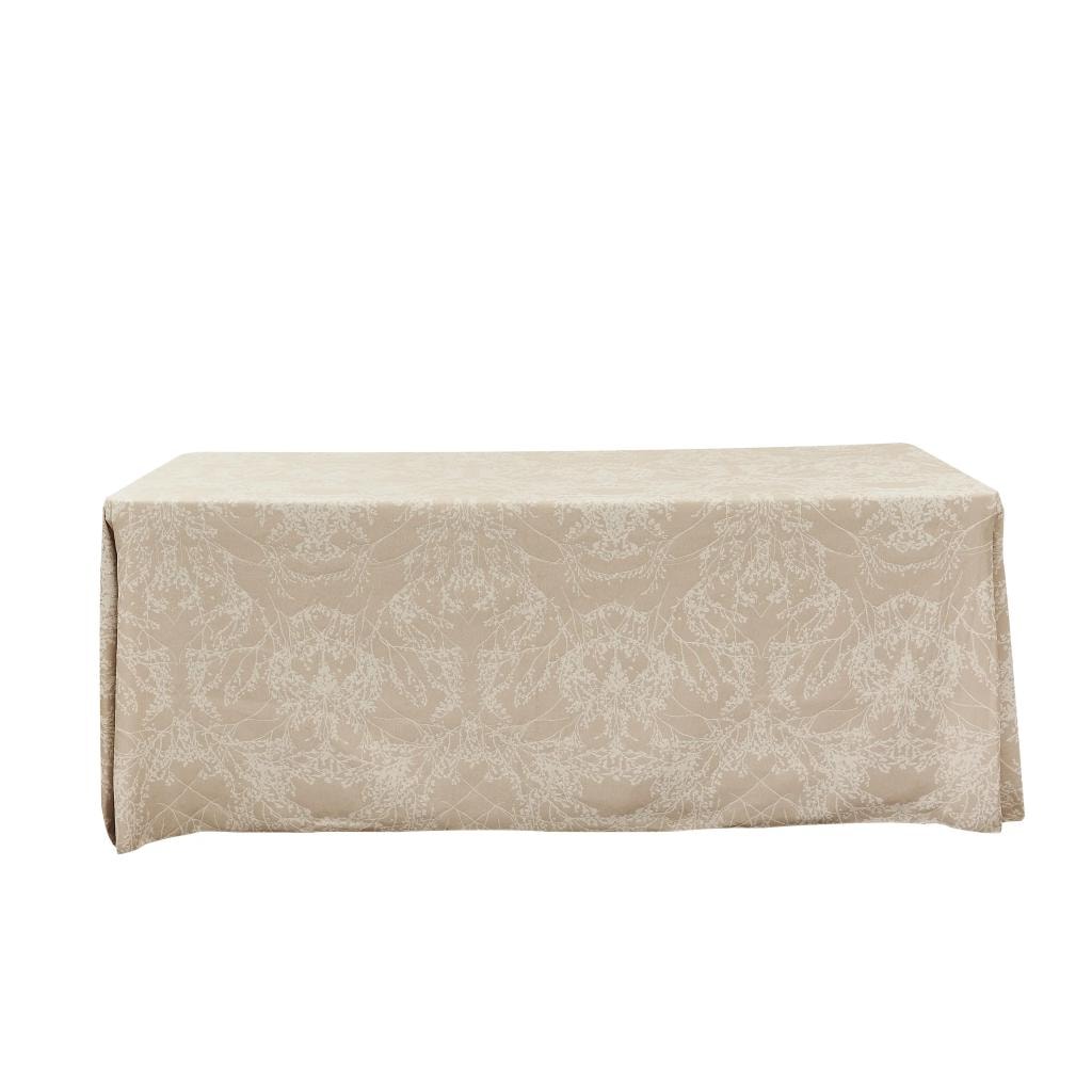 Reversible Leaf Rectangular Tablecloth 90"x132" — Champagne & White