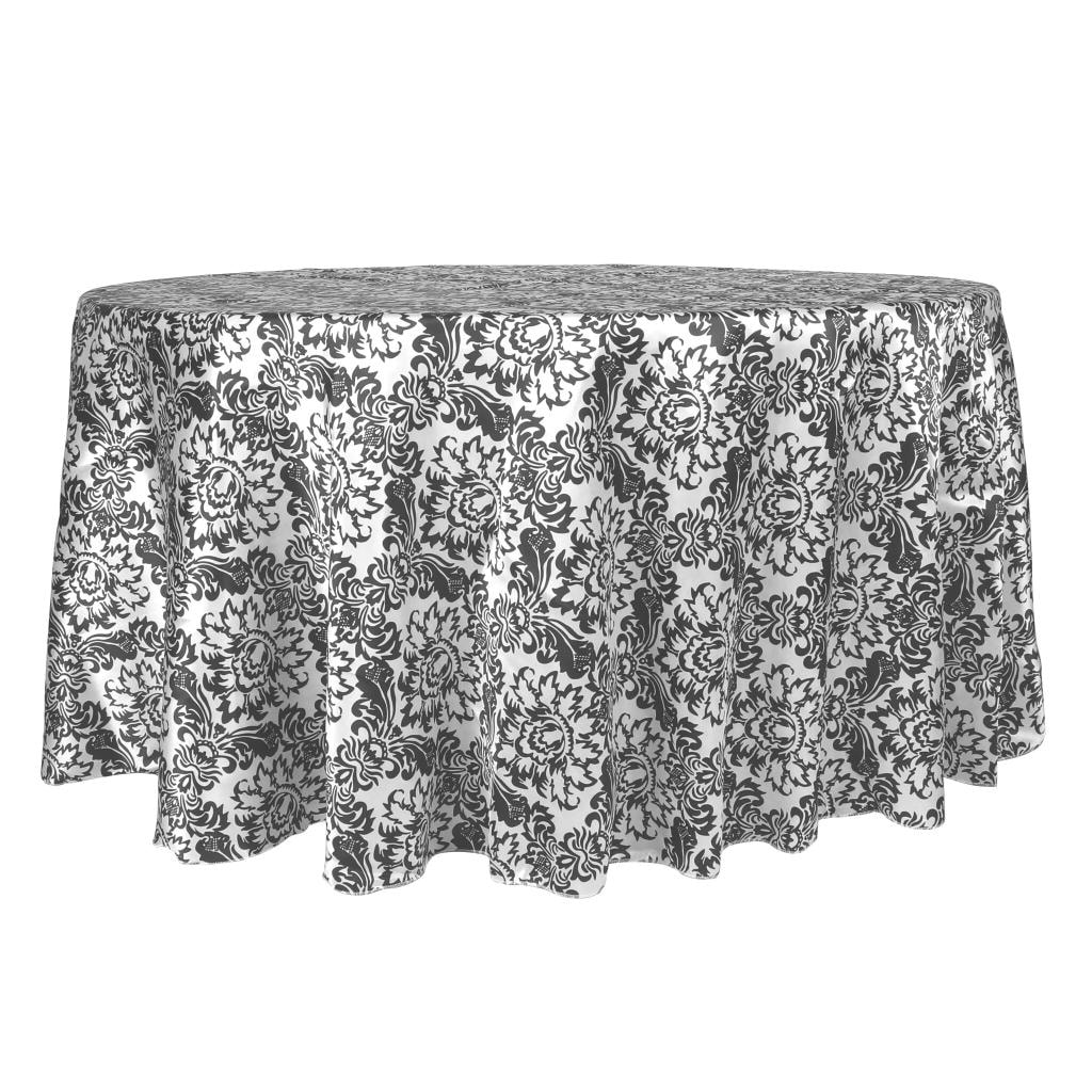 Satin Round Tablecloth — Black & White