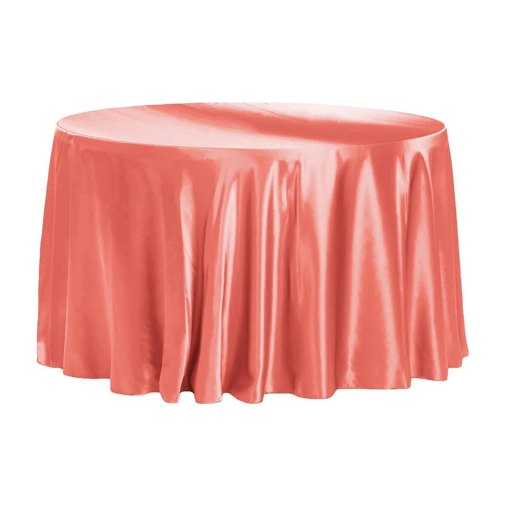 Satin Round Tablecloth — Coral