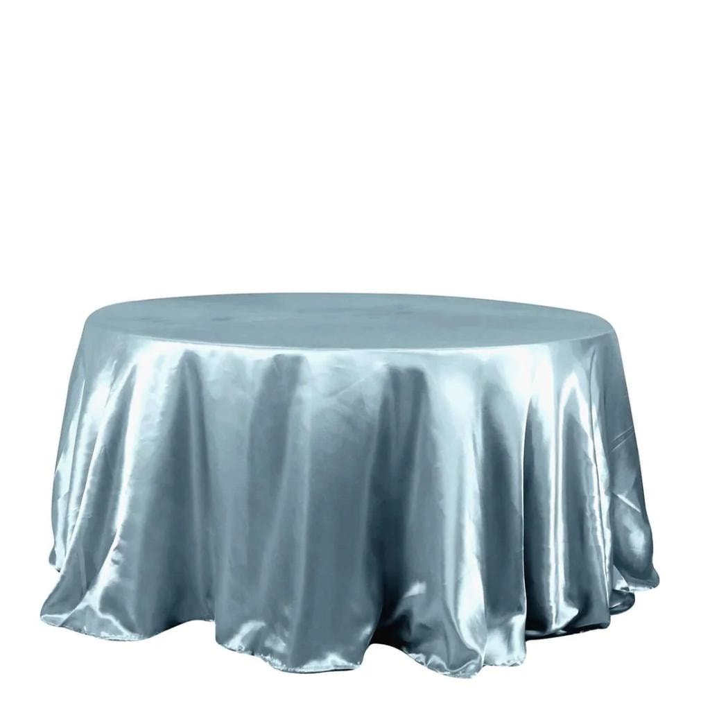 Satin Round Tablecloth — Dusty Blue