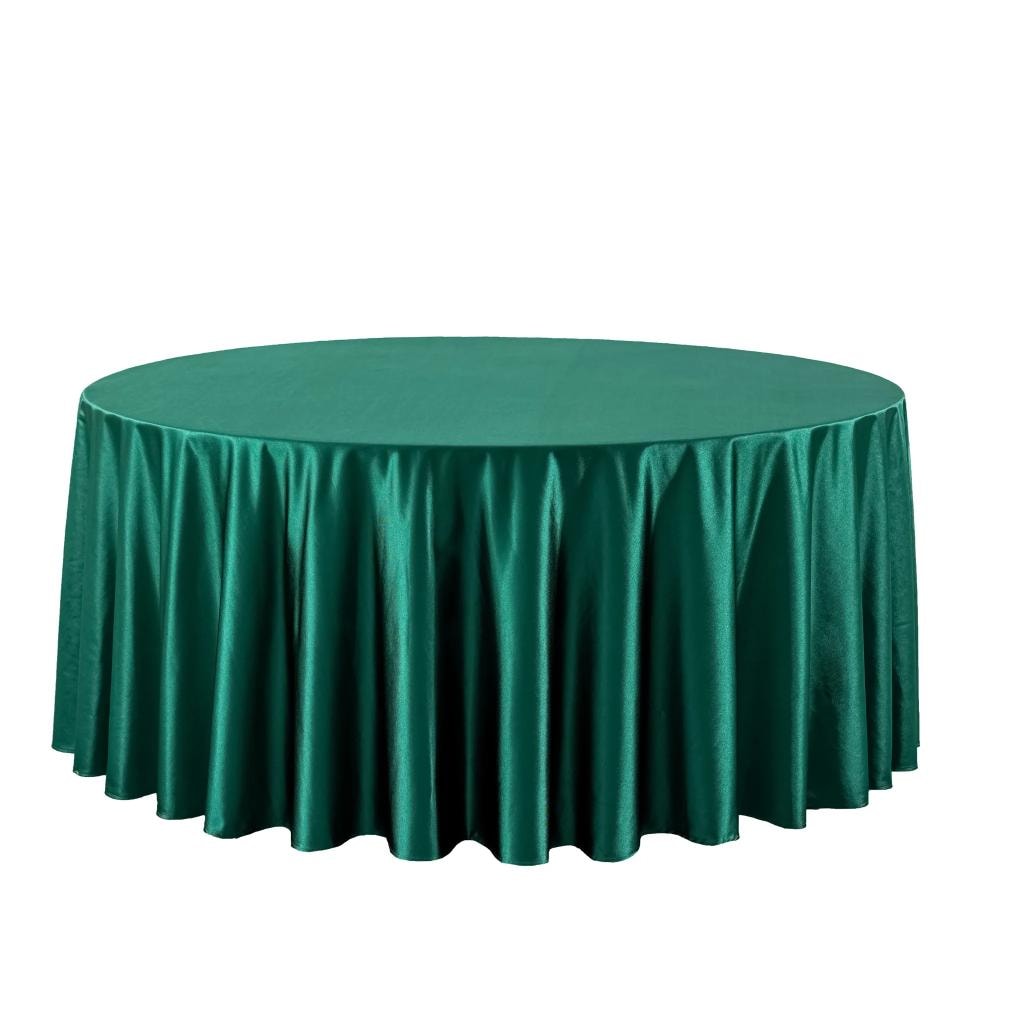 Satin Round Tablecloth — Emerald Green