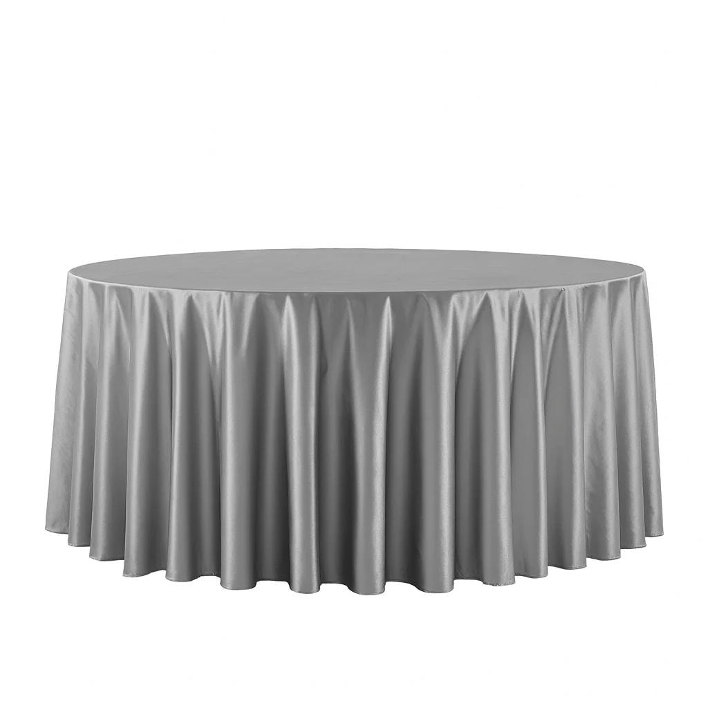 Satin Round Tablecloth — Silver