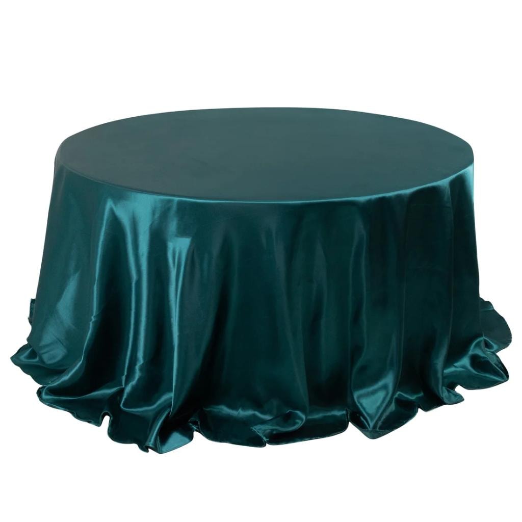 Satin Round Tablecloth — Teal