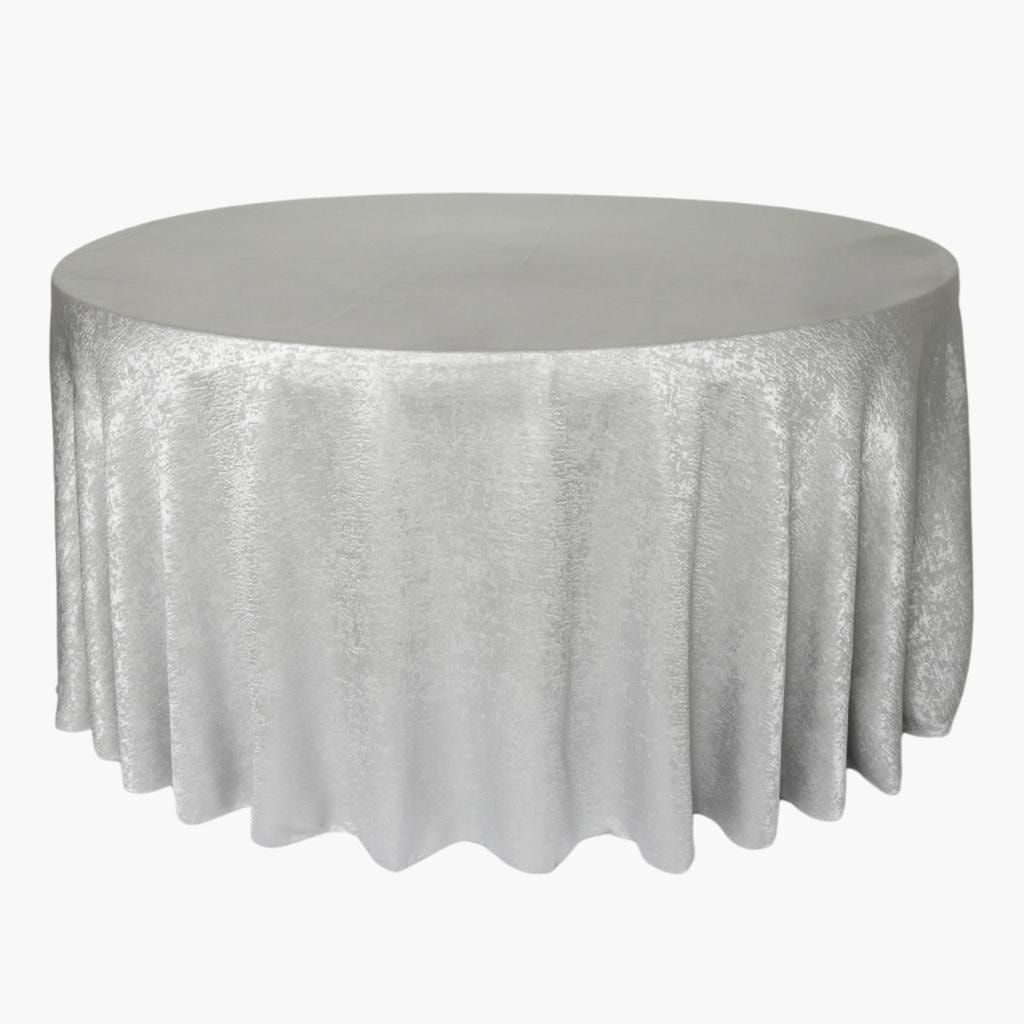 Satin Shimmer Round Tablecloth — Silver