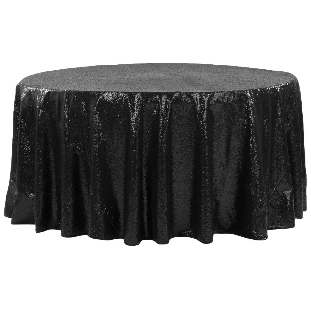 Round Sequin Tablecloth — Black