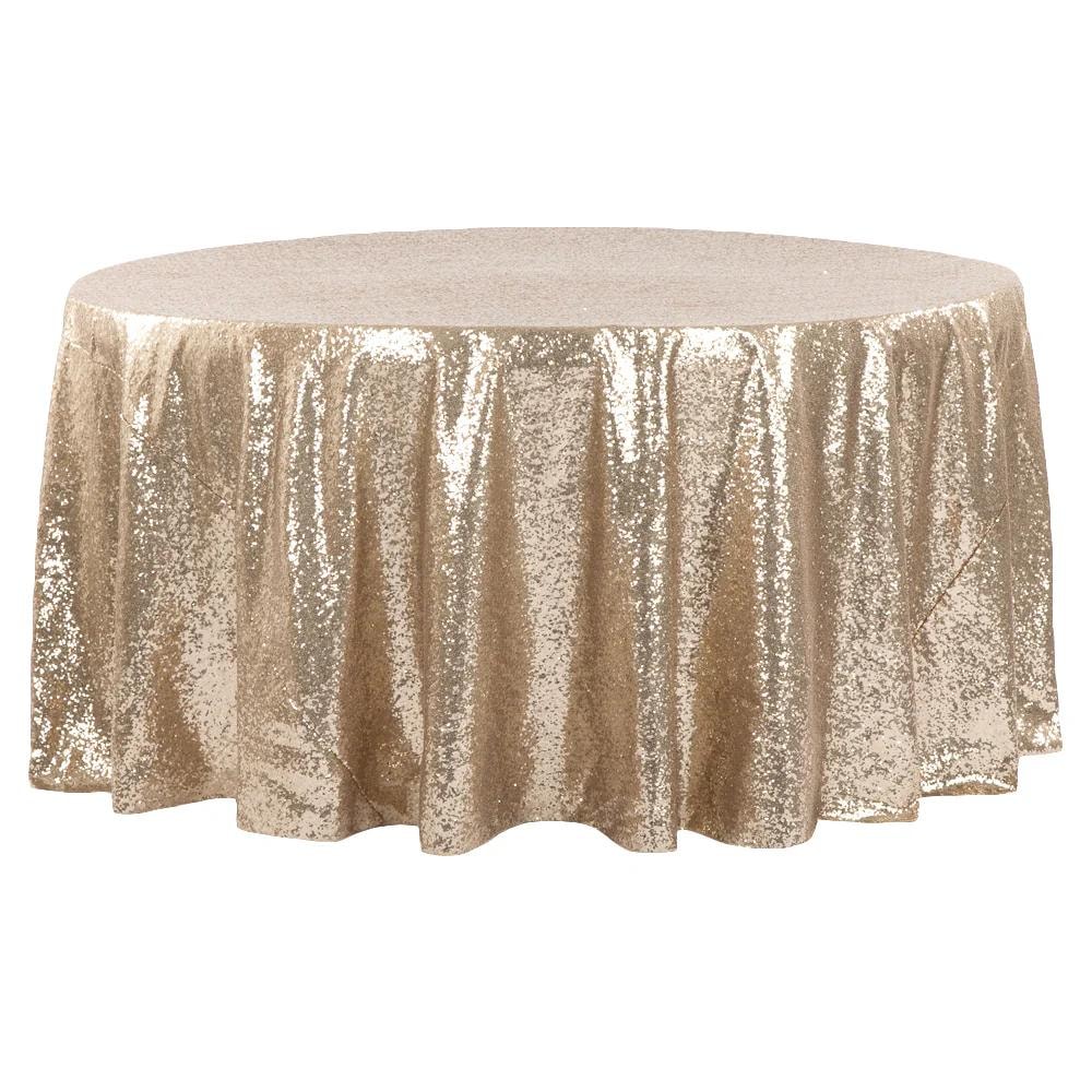 Round Sequin Tablecloth — Champagne
