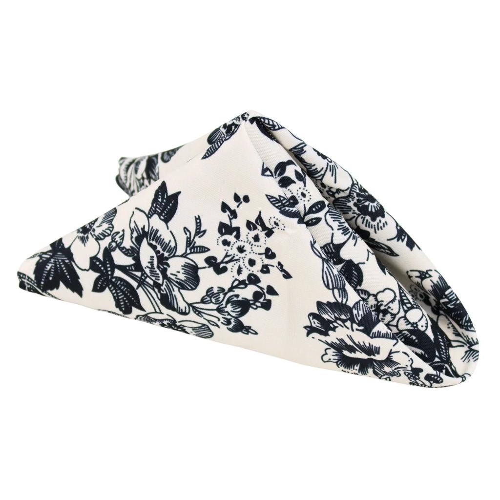 Linen Napkin 20"x20" — Black & White Floral