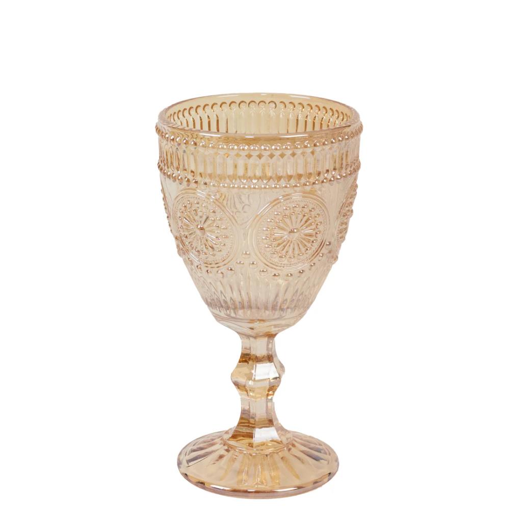 Goblet Floral Wine Glass 6.5" — Gold