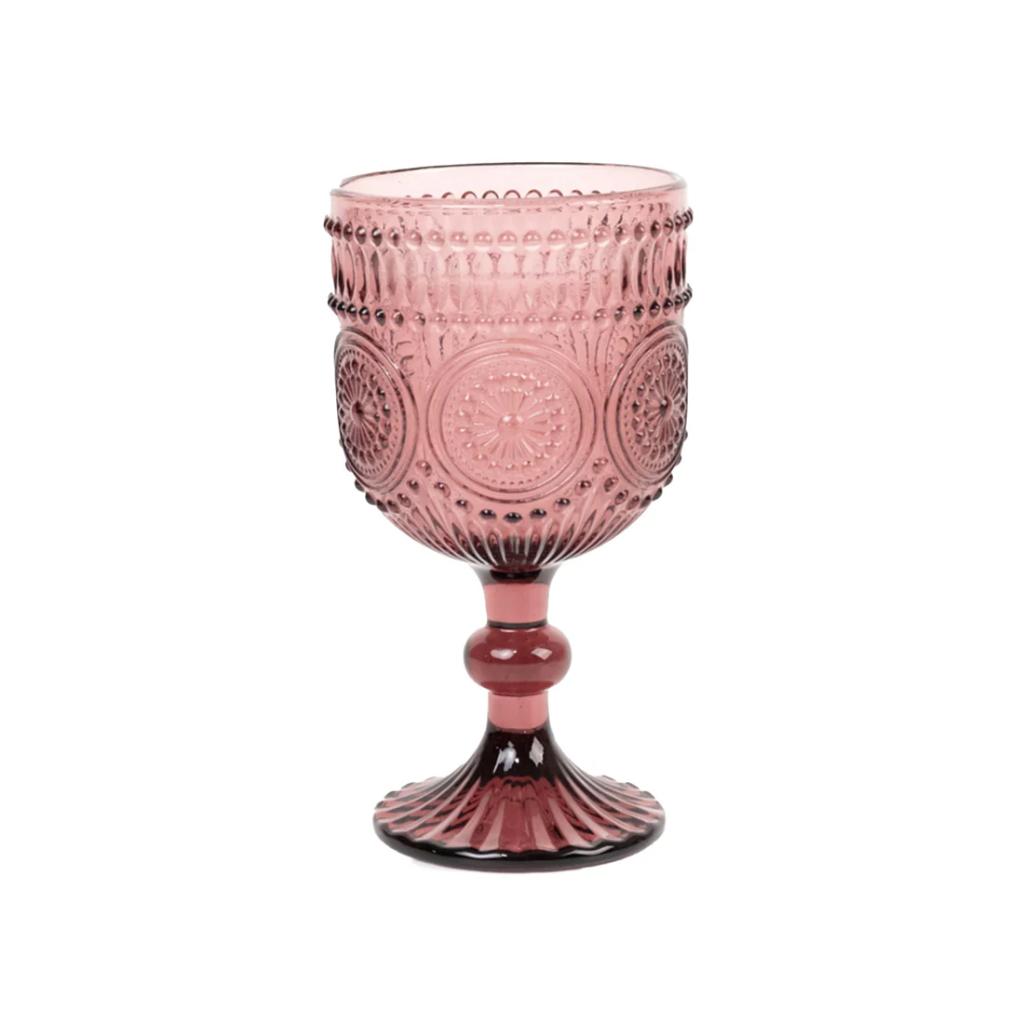 Goblet Floral Wine Glass 6.5" — Rose