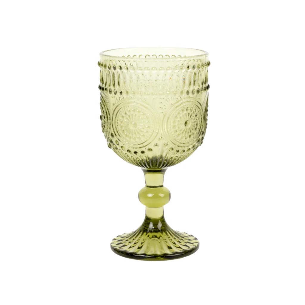 Goblet Floral Wine Glass 6.5" — Sage