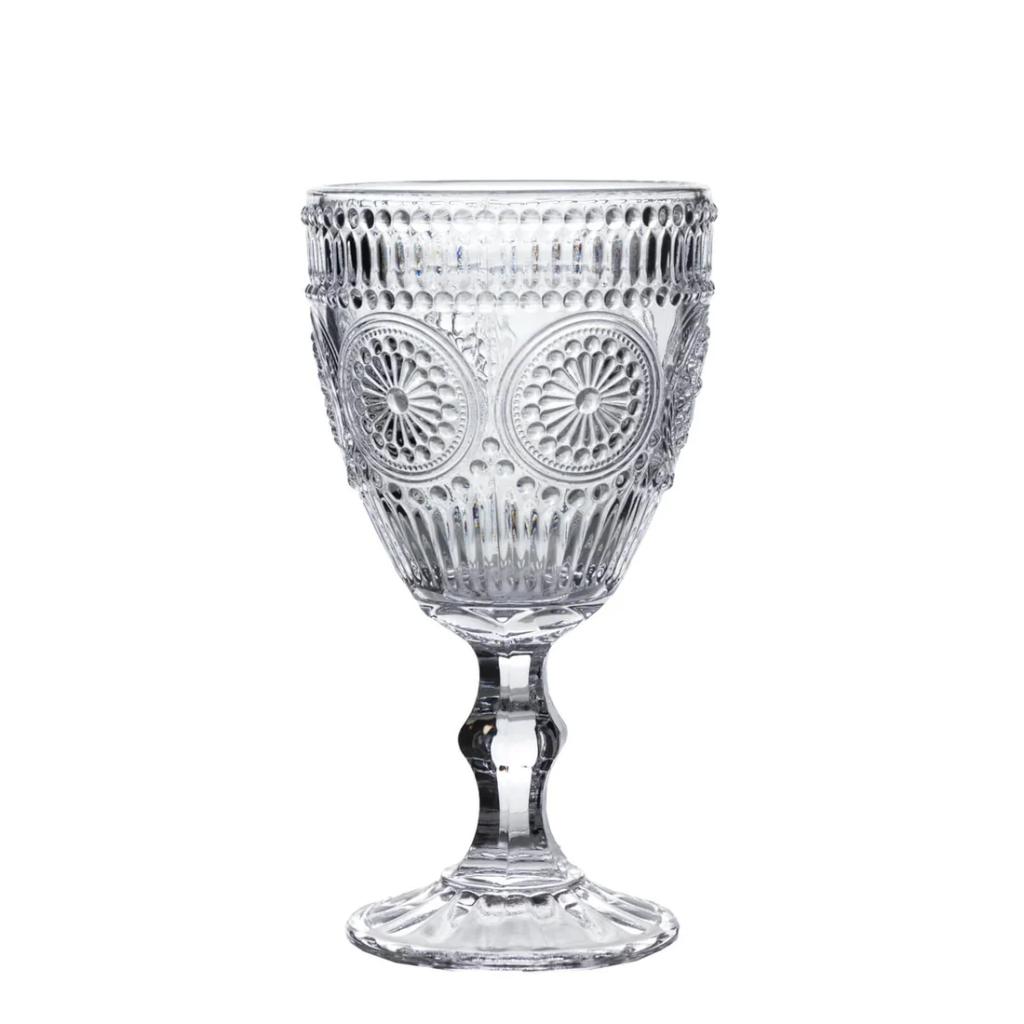 Goblet Floral Wine Glass 6.5" — Clear