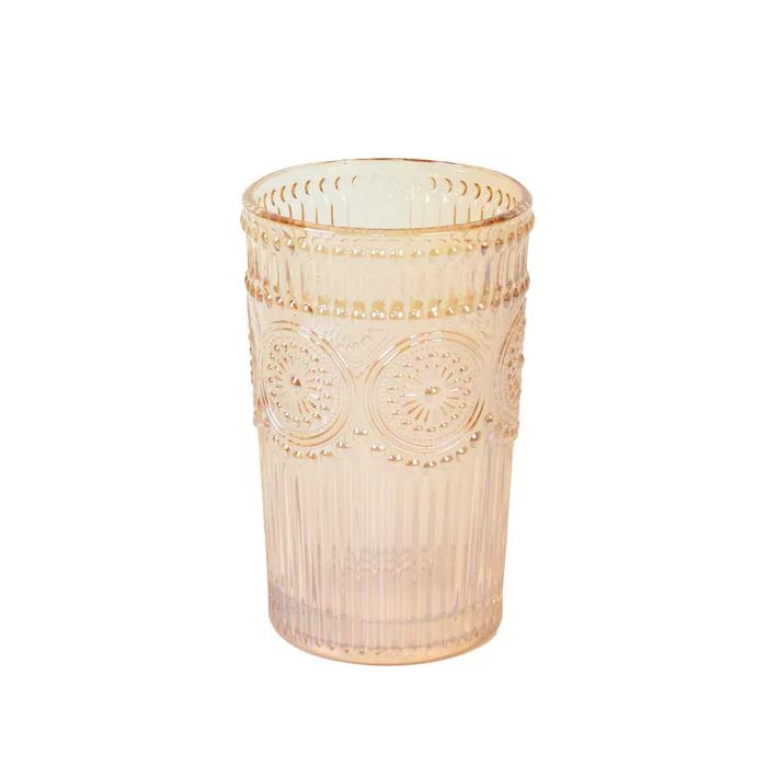 Floral Glass Tumbler 5" — Gold