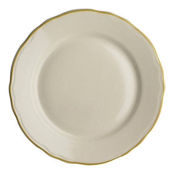 Fine China Scalloped Dinner Plate 9" — White & Gold
