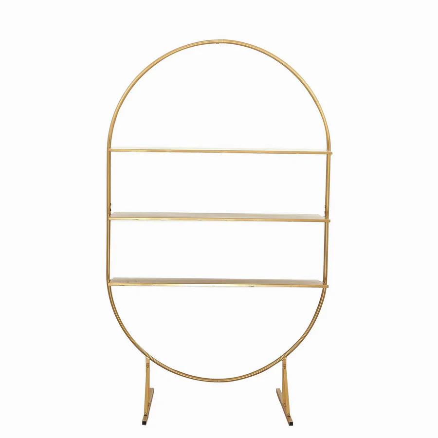 3-Tier Metal Oval Display 6.5ft — Gold