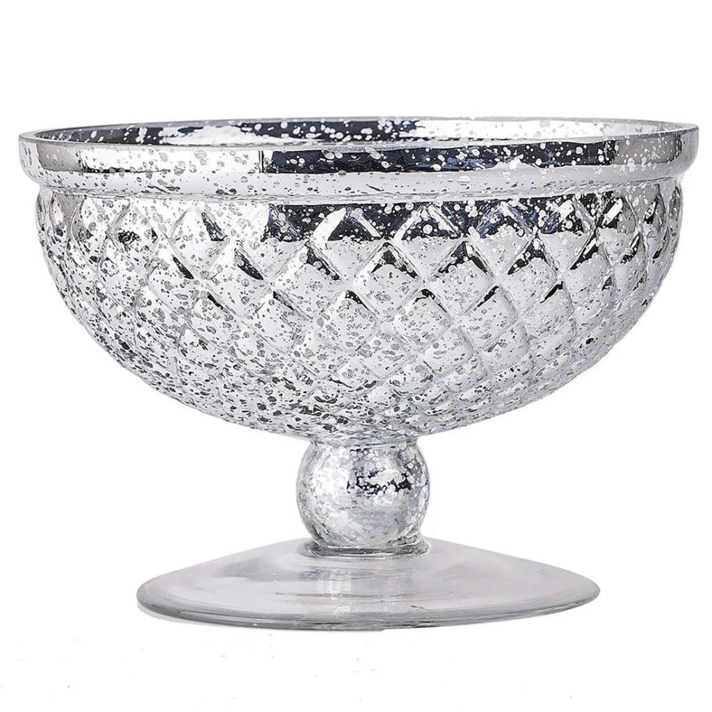 Glass Pedestal Floral Vase 8" — Silver