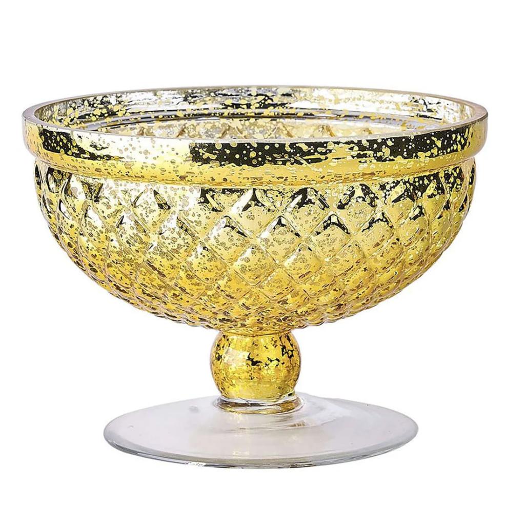 Glass Pedestal Floral Vase 8" — Gold