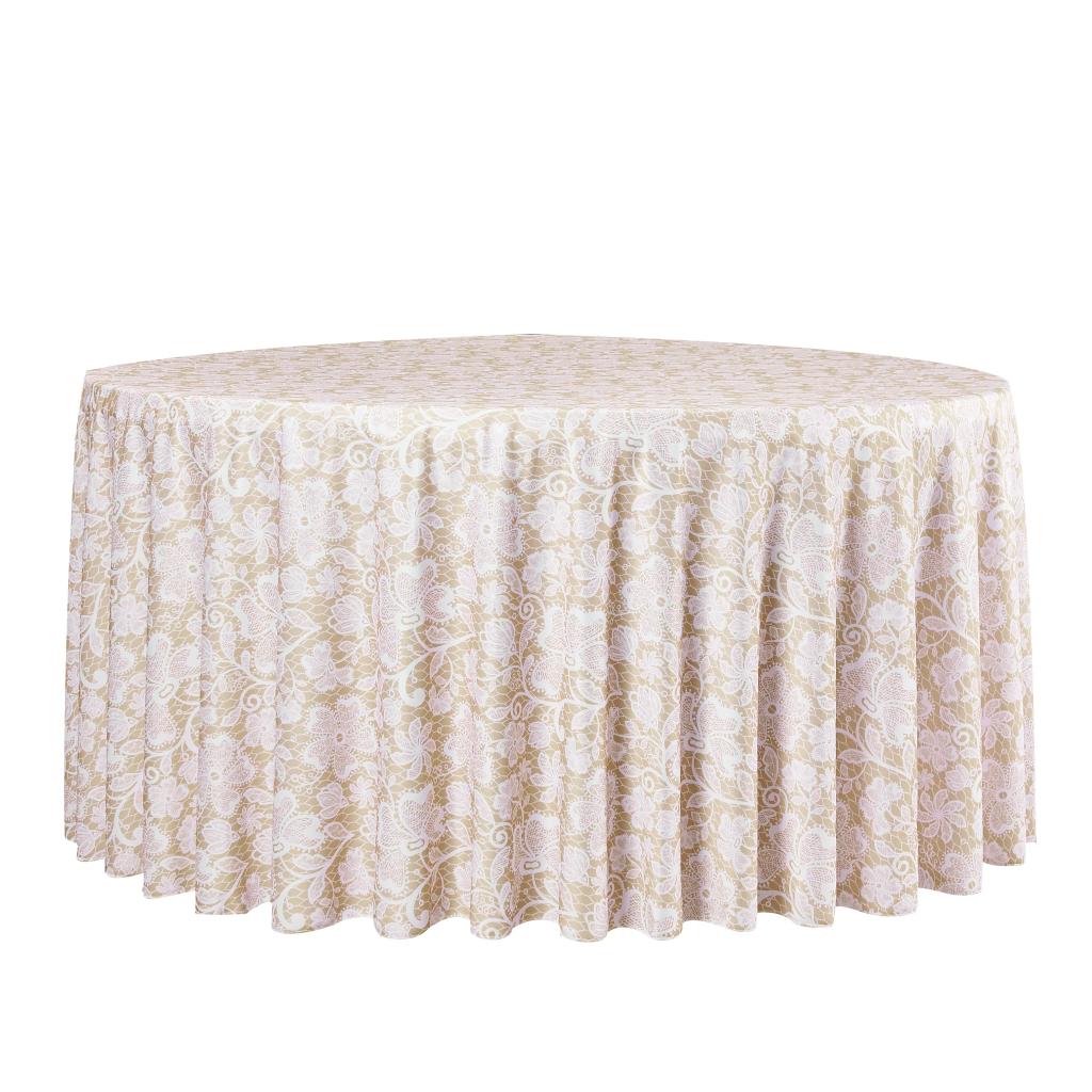 Lace Scuba Round Tablecloth 132" — Champagne